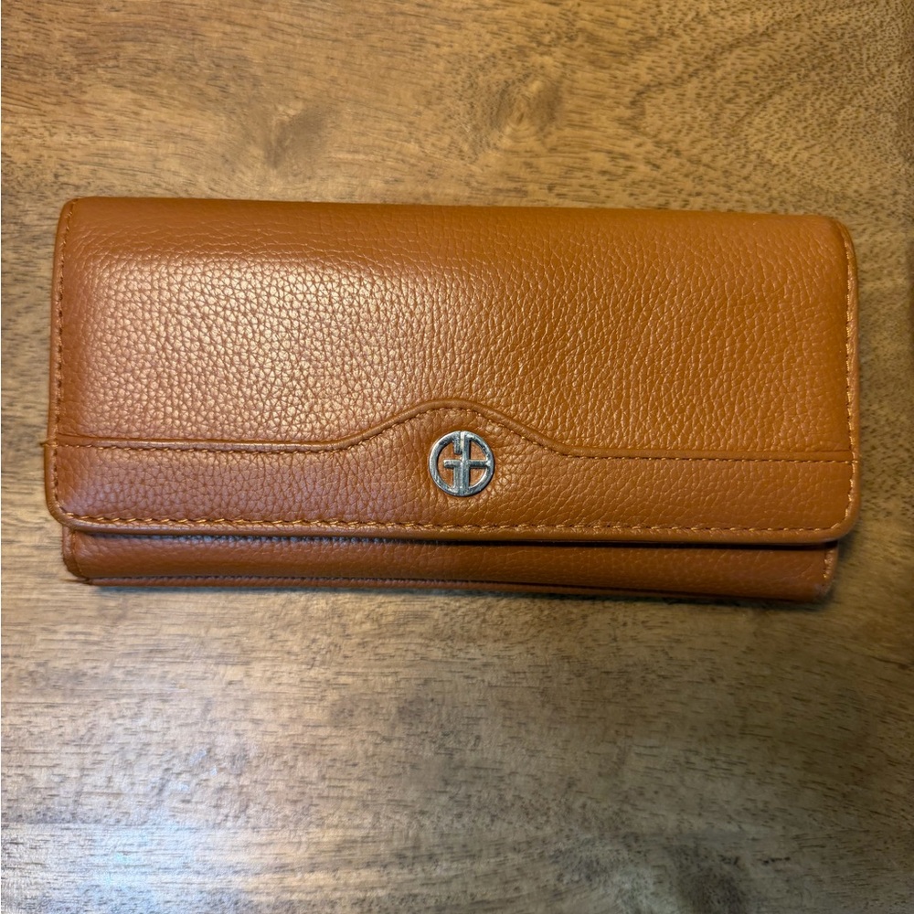 Giani Bernini Cognac Pebbled Leather Trifold Wallet